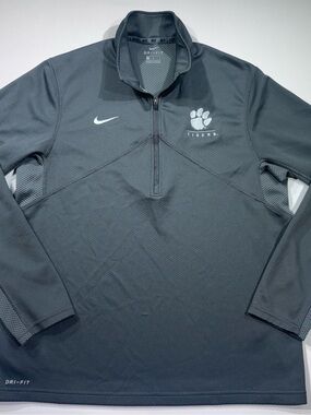 NIKE Clemson Tigers Dri-FIT Training Perf. Anthracite 1/4-Zip, Wicking, Sz. Lg